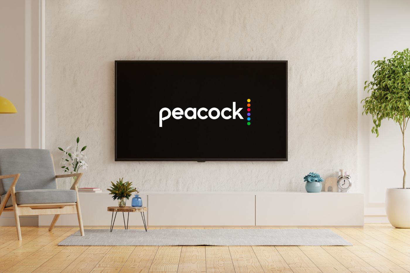 TV in The Living Room With Peacock Logo